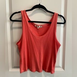 A M O Like New, designer, Vintage Style Crop Rib Tank, Size Medium, Coral Pink